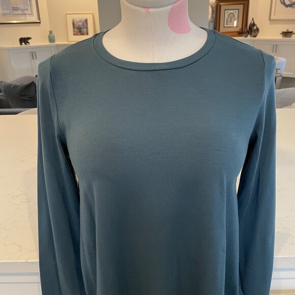 Eileen Fisher Alpine Crew Neck LS Tencel Elastane Tunic Top Teal Green Sz XXS - Picture 3 of 14